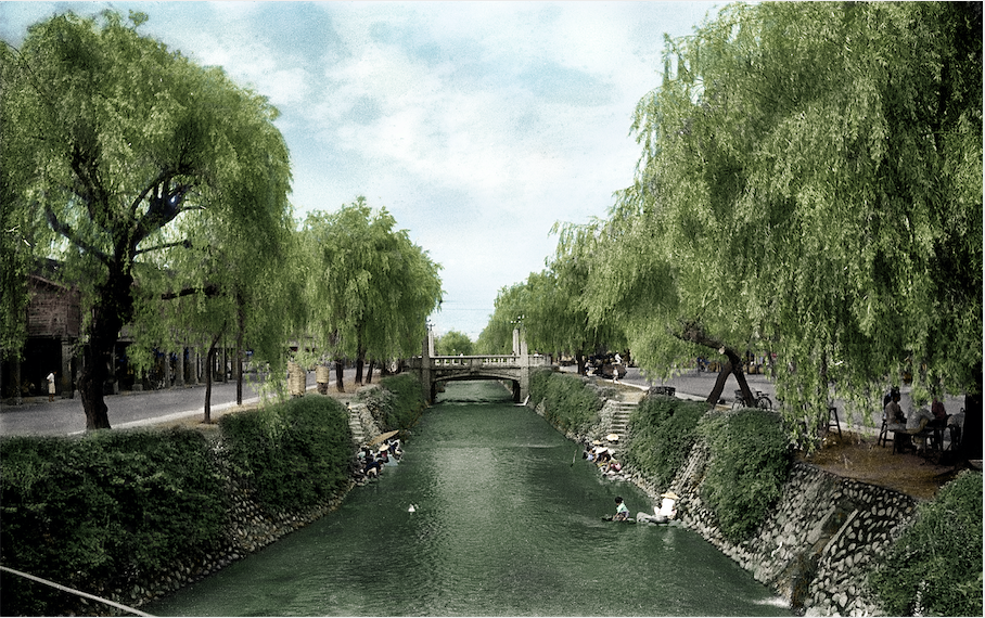 日本時代的台中綠川（台灣古寫真上色提供）